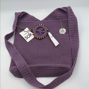 NWT The Sak Lavender Craze Crochet Heather Hobo Shoulder Bag